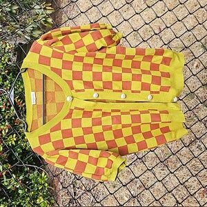 Super soft checker short sleeve sweater